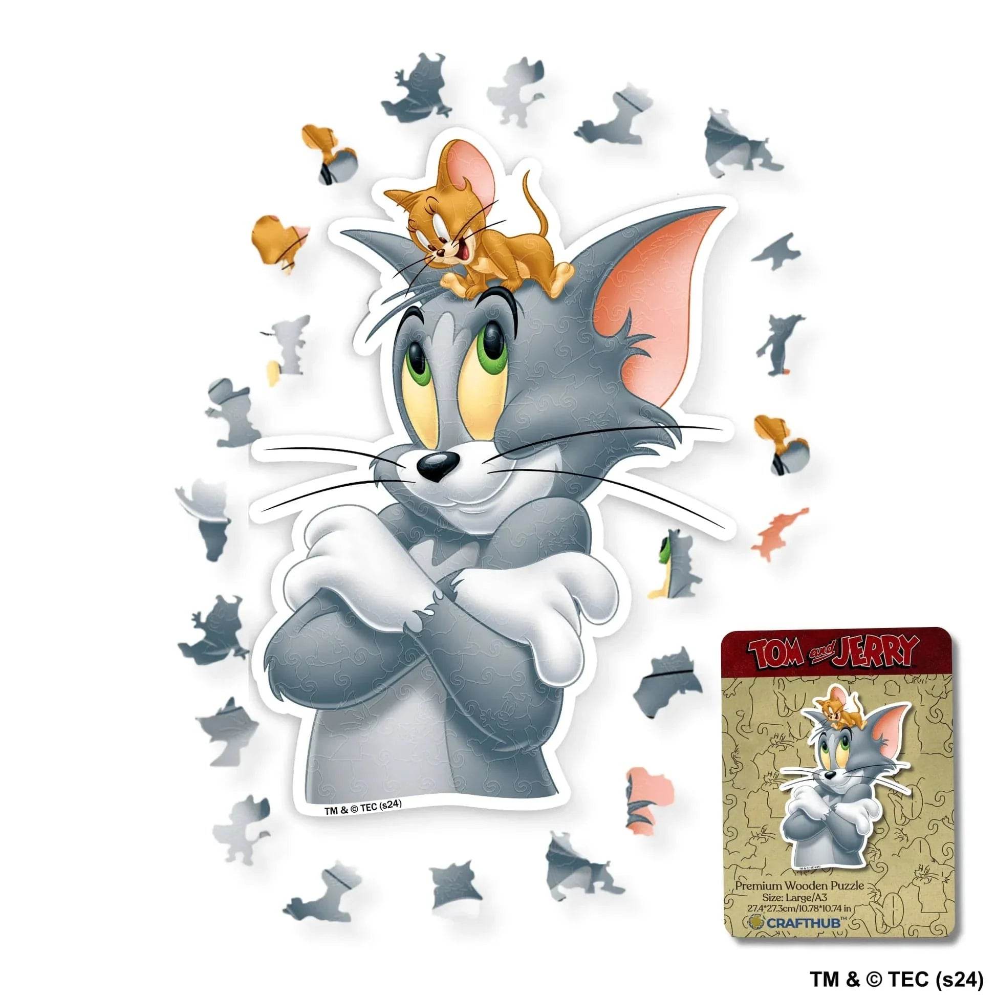 Tom & Jerry United Wooden Jigsaw Puzzle - A4 + Wooden Gift Box