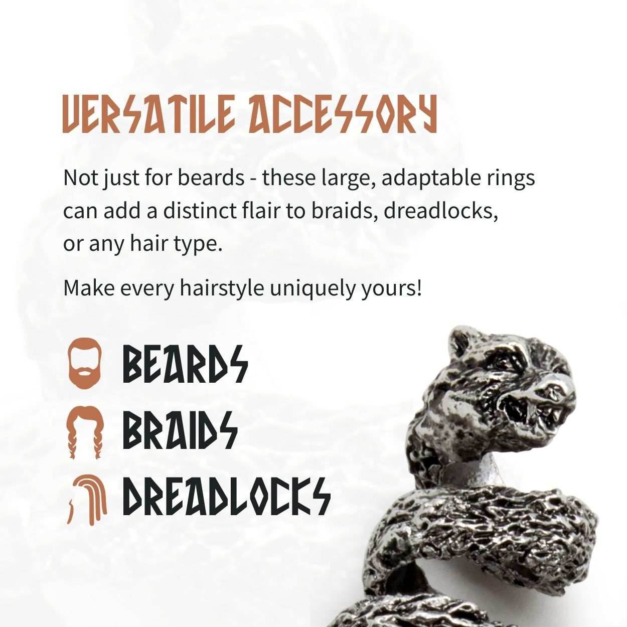 Fenrir Beard Rings (Silver - 4) - 