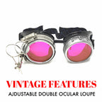 Steampunk Metallic Goggles with magnifying eye loupes pastel goth punk