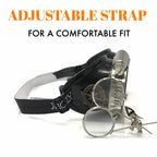 Steampunk Goggles with magnifying loupes UV glow neon orange lenses