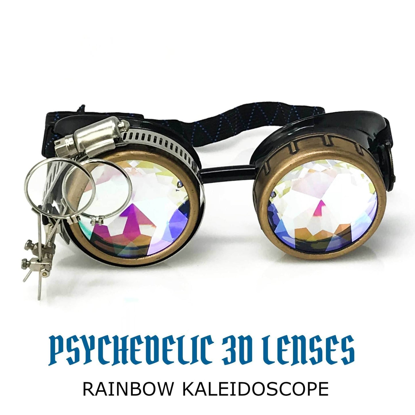 Steampunk Goggles with magnifying loupes kaleidoscope lenses - 