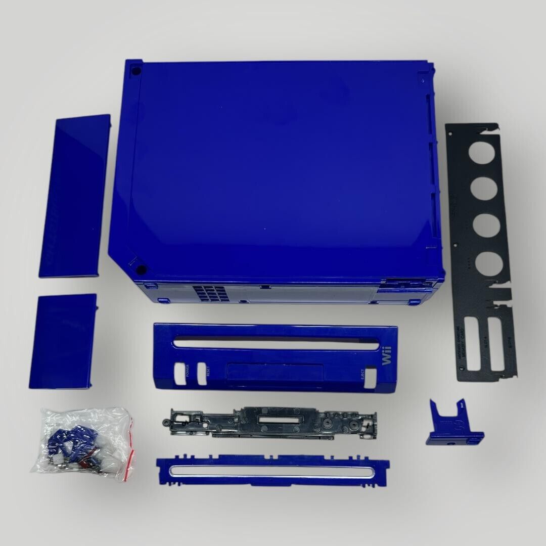 Nintendo Wii Full Replacement Shell Housing Faceplate Blue Complete