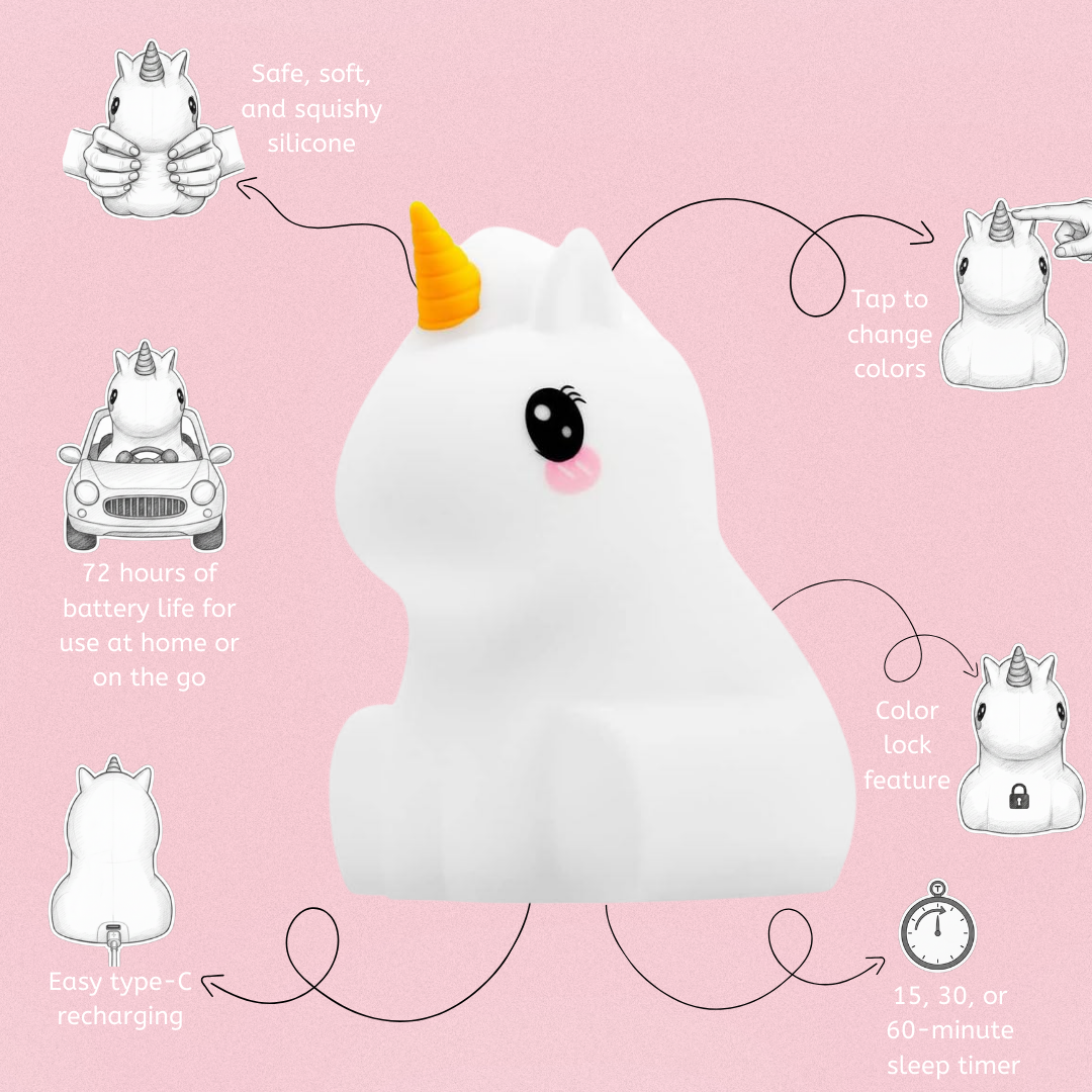 LumiPets® Unicorn - Children's Nursery Touch Night Light