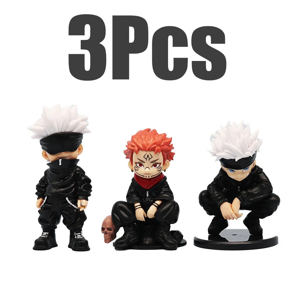 3 PCS Chibi Figurine Set Sukuna and Gojo Anime Figurines, Jujutsu Kaisen JJK Cute Figures 12-14 cm
