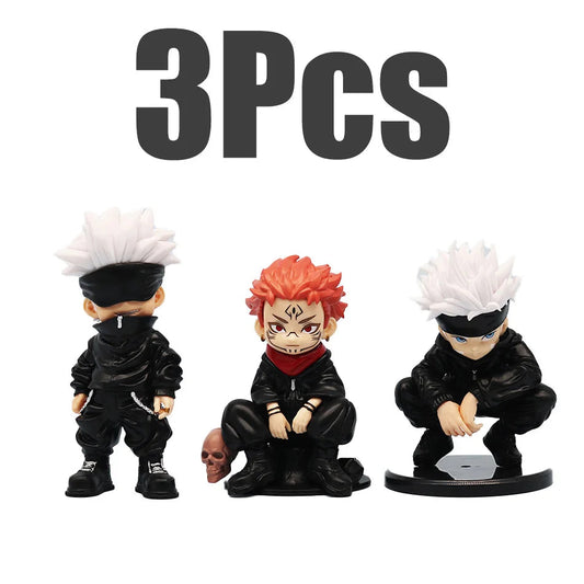 3 PCS Chibi Figurine Set Sukuna and Gojo Anime Figurines, Jujutsu Kaisen JJK Cute Figures 12-14 cm