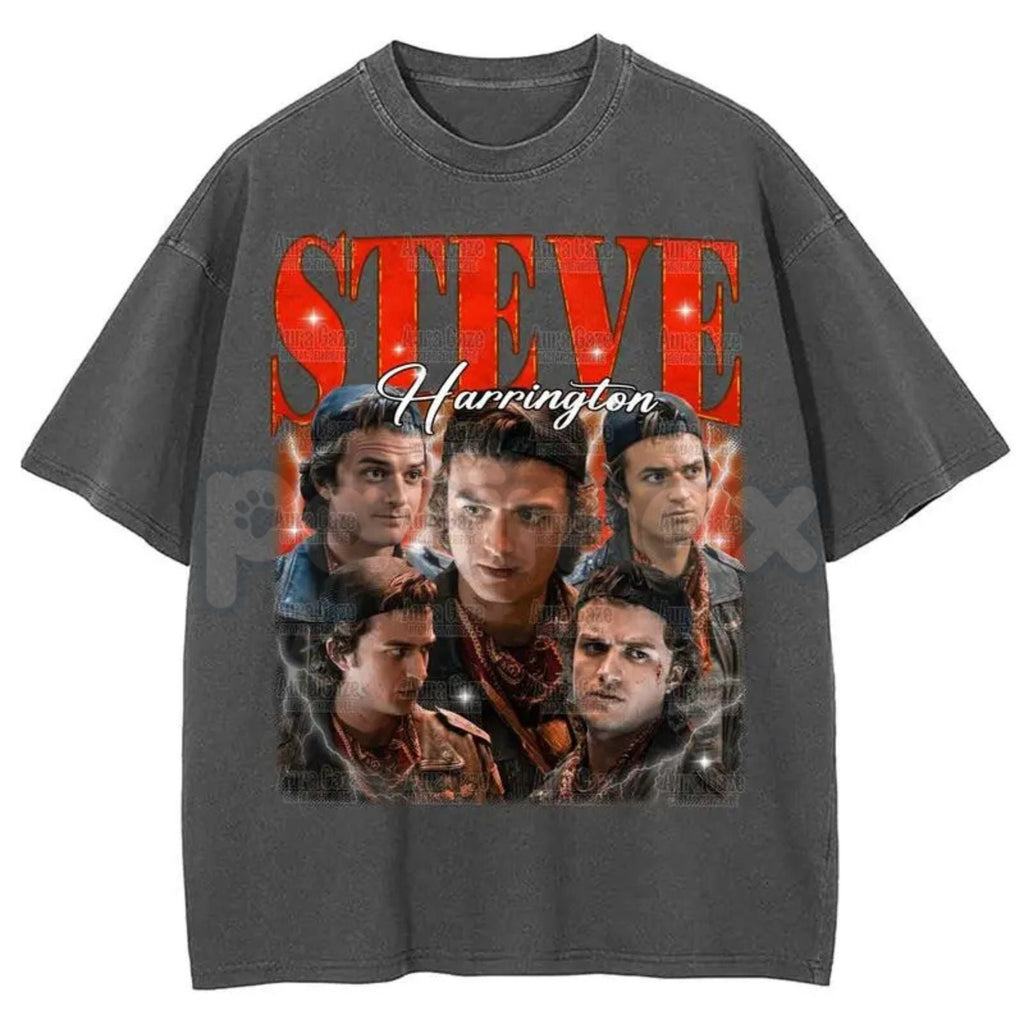 Steve Harrington Unisex Washed T-Shirt – Vintage Hawkins "Babysitter" Graphic Tee, Retro Oversized Streetwear