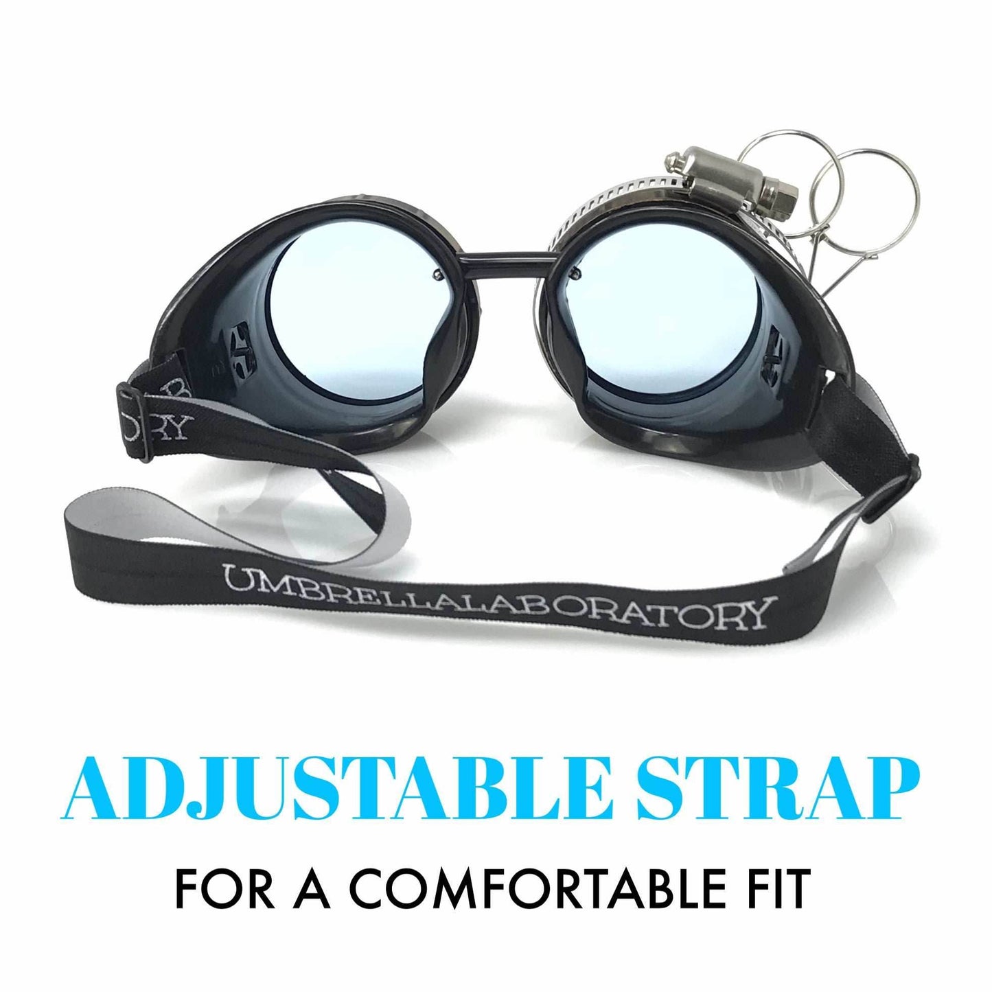 Steampunk Goggles with magnifying loupes light blue lenses - 