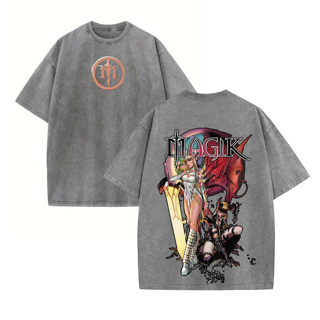 Magik Retro Vintage Comic Wash Tee – Marvel X-Men Mutant T-Shirt for Comic Fans
