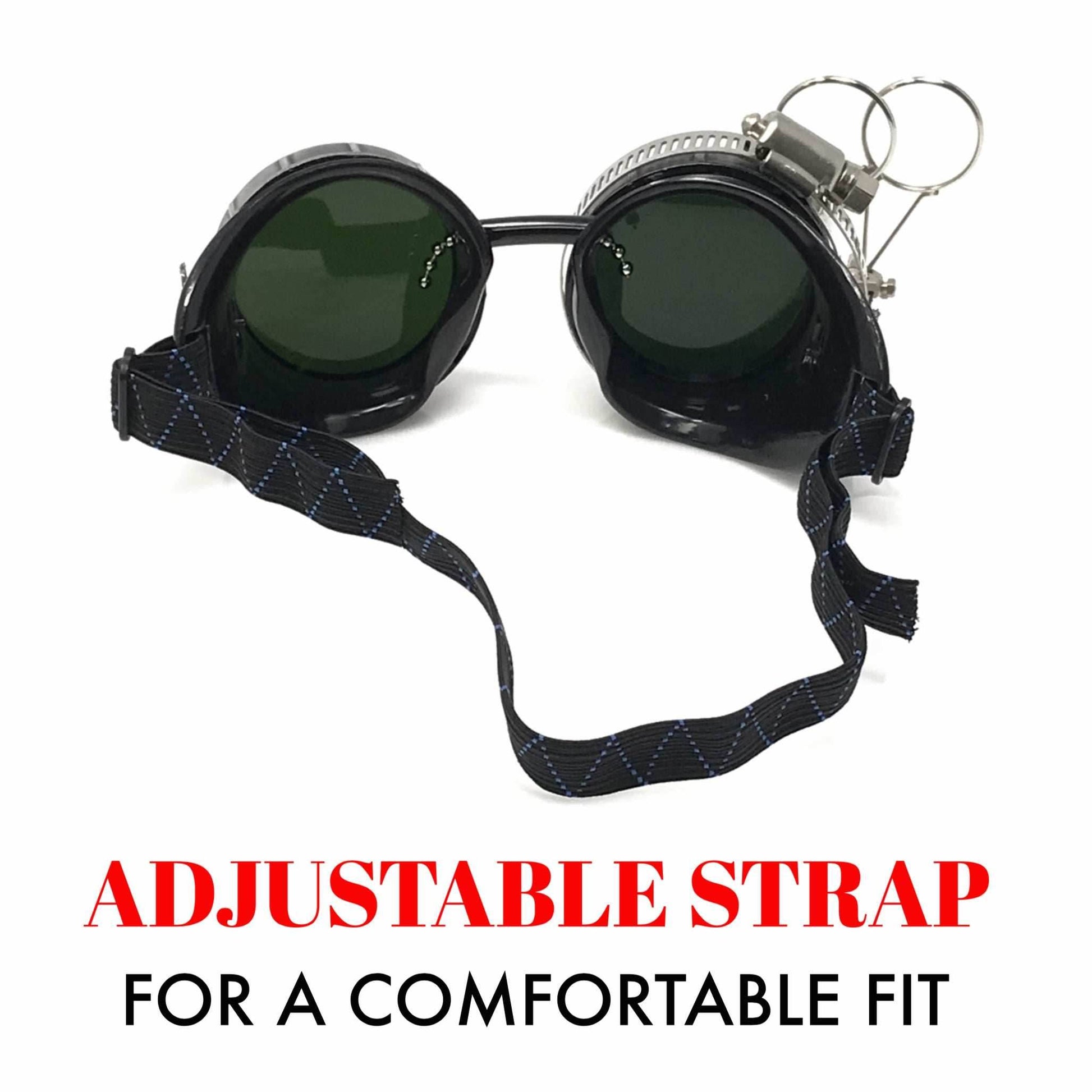 Diesel goth punk Vespa Goggles with magnifying eye loupes black lenses - 