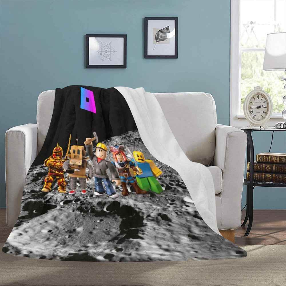 Ultra Soft Fleece Blanket – Plush Polyester Roblox Cozy Gamer Throw 54x70 - White / ONE SIZE