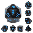 Economy Black Dice (Blue font) 7-Dice Set RPG DND - 