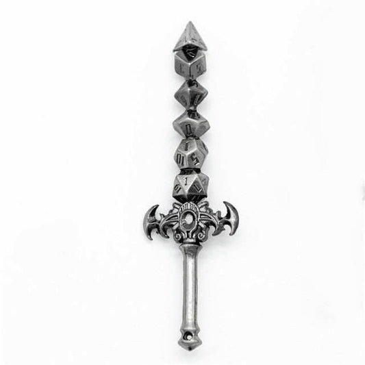 Dice Sword Silver 46mm x 9mm Trinket Novelty - 