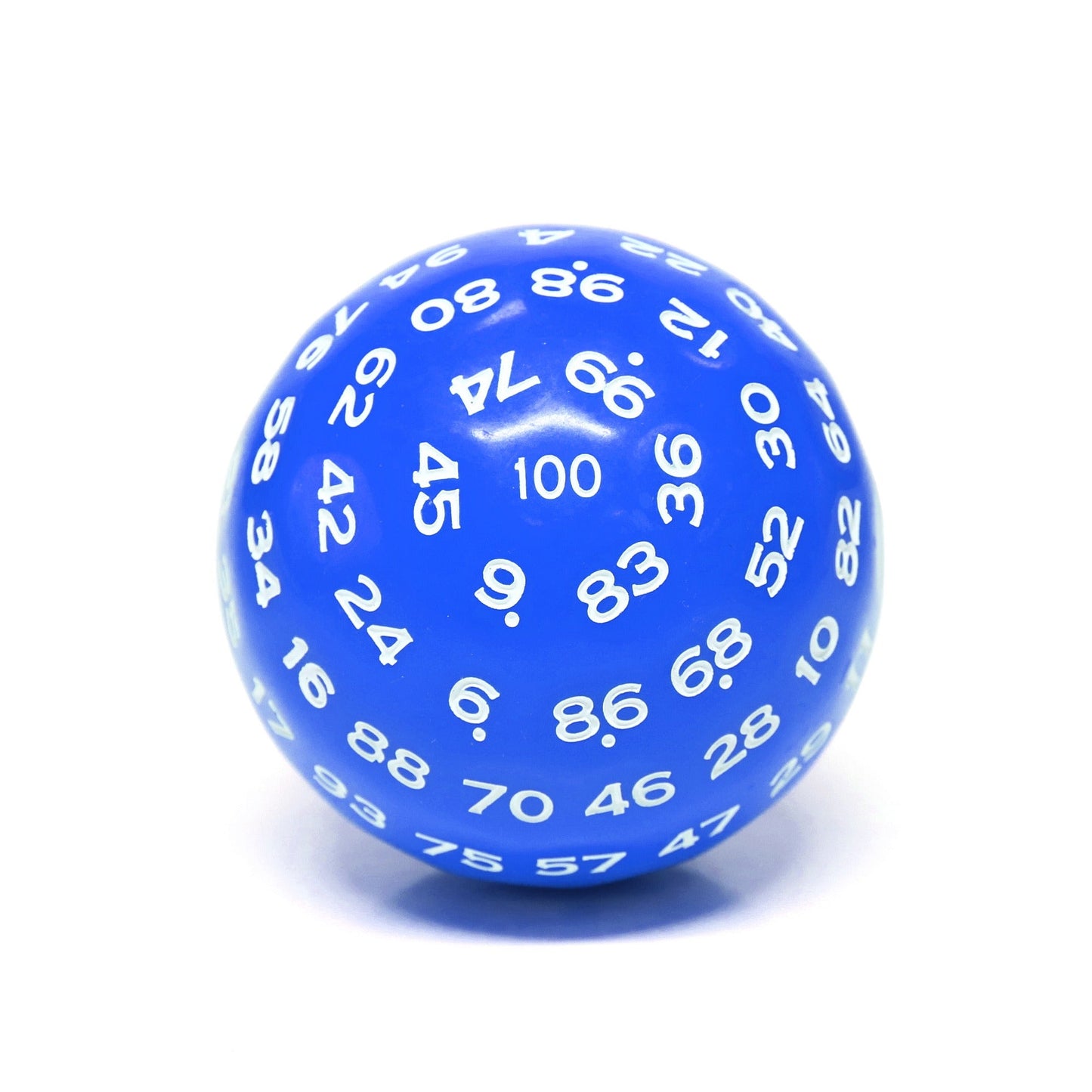 "Blue" Single 100 Sided Polyhedral Dice (D100) | Solid Blue Color (45mm) White