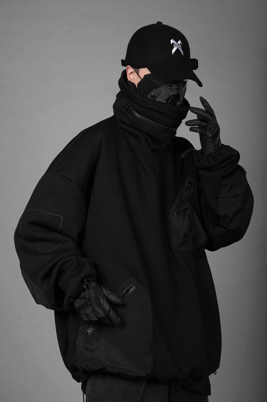 HiH33 Black Utility Hoodie - Black / M