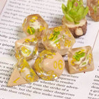 Potted Succulent 7-Dice Set w/Yellow Numbers Dnd Dice Set - 