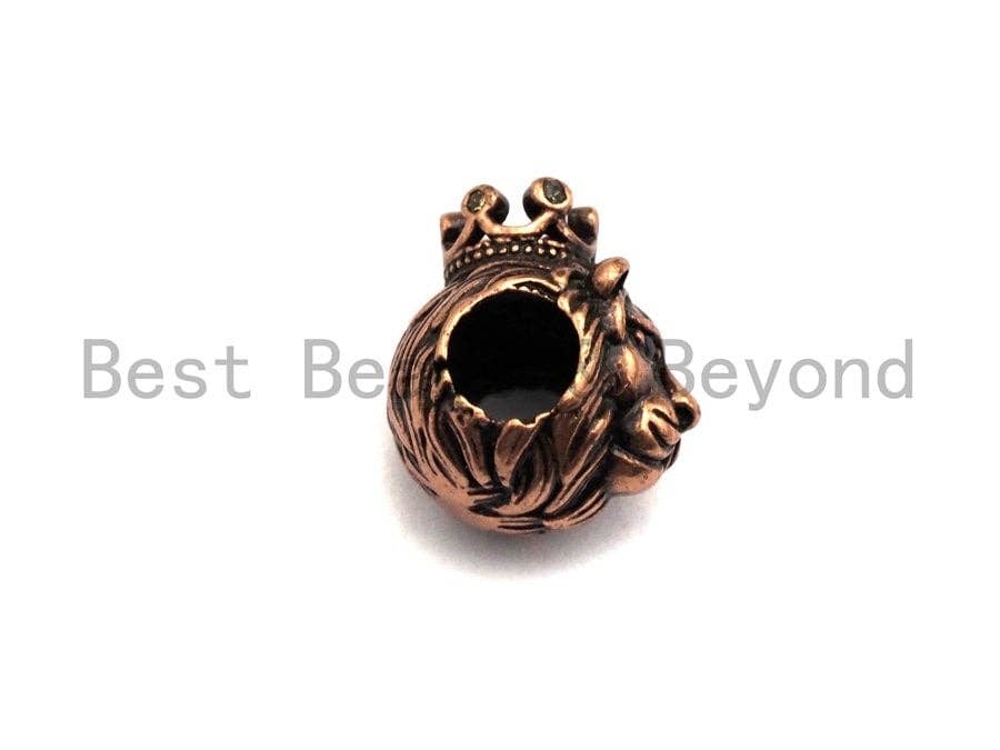 Antique Color Lion King Head Bead, Men's Bracelet Beads, Large Hole Beads, 9x14x13mm,1pc,sku#Y202