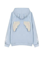 'Angels Here' Streetstyle Kawaii Star Pattern Angel Wings Hoodie - blue / m