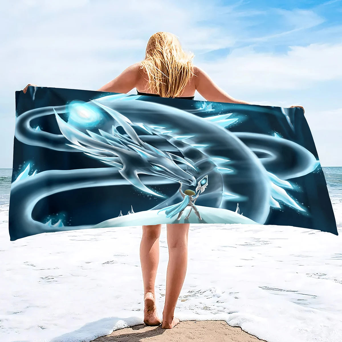 3D Dragon Print Quick Dry Beach Towel Soft Absorbent Microfiber Bath Towel Sand Free Beach Towel Sand Proof Large Pool Towels