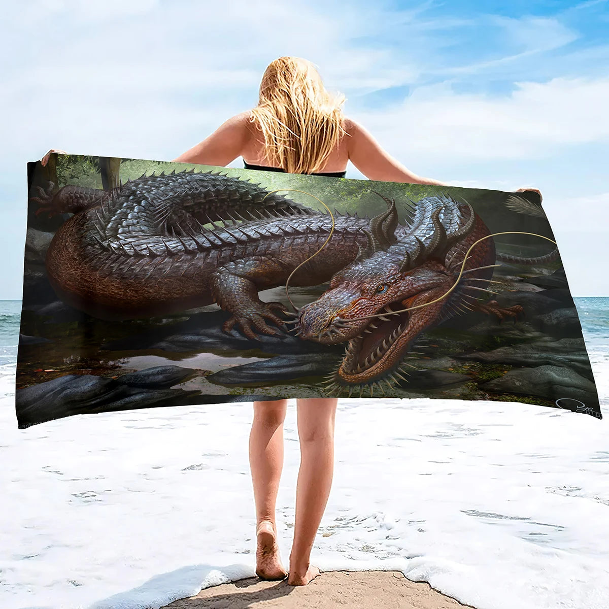 3D Dragon Print Quick Dry Beach Towel Soft Absorbent Microfiber Bath Towel Sand Free Beach Towel Sand Proof Large Pool Towels