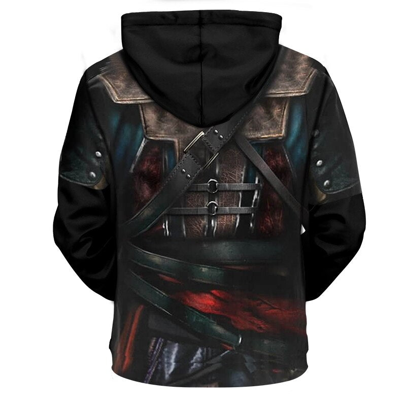 3d Hoodies Assassin Armor 3D Print Hoodies Cool Cosplay Hooded Sweatshirts Men 3d Pullover Streetwear