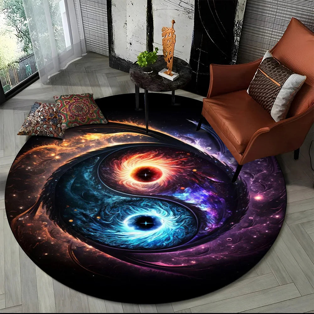 3D Naturalize Yin and Yang Chinese Tai Chi  Round Carpet Rug for Living Room Bedroom Child Decor,Pet Area Rug Non-slip Floor Mat