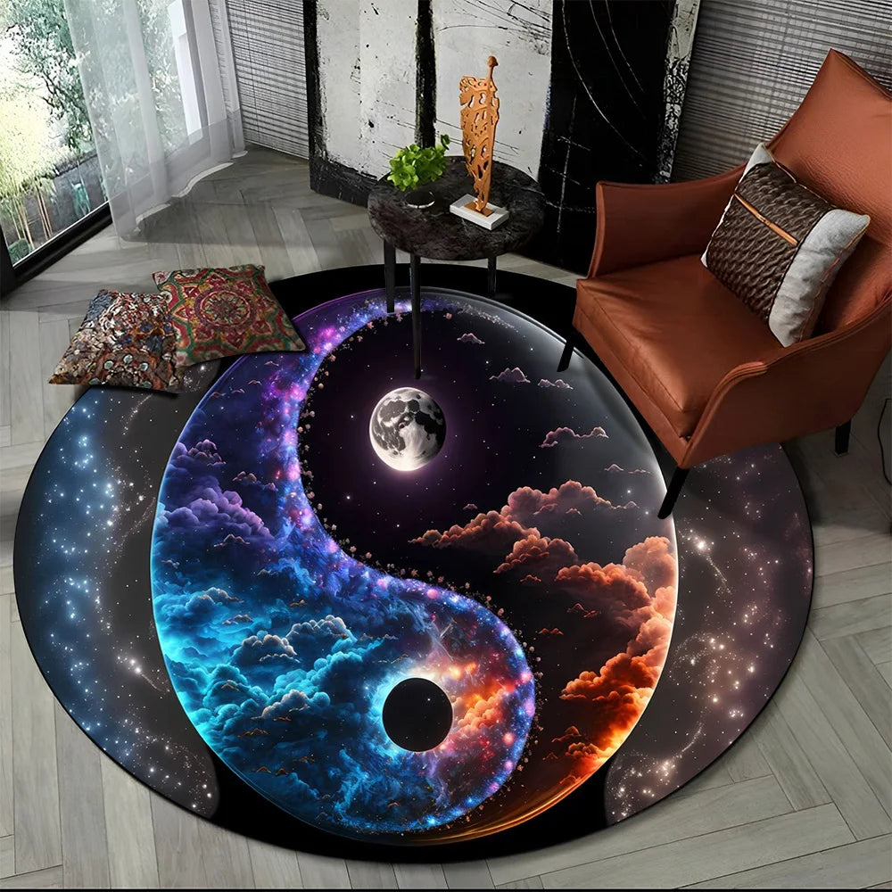 3D Naturalize Yin and Yang Chinese Tai Chi  Round Carpet Rug for Living Room Bedroom Child Decor,Pet Area Rug Non-slip Floor Mat