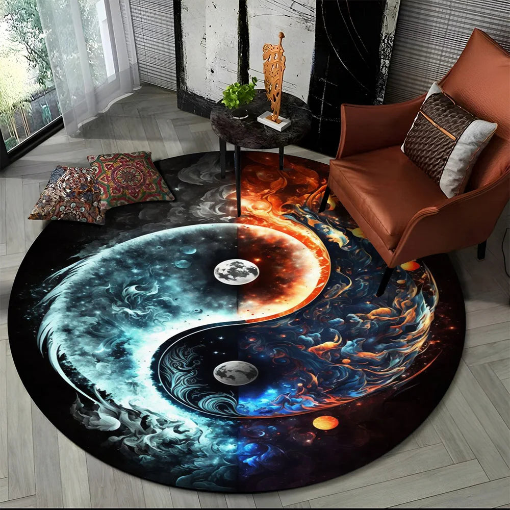 3D Naturalize Yin and Yang Chinese Tai Chi  Round Carpet Rug for Living Room Bedroom Child Decor,Pet Area Rug Non-slip Floor Mat