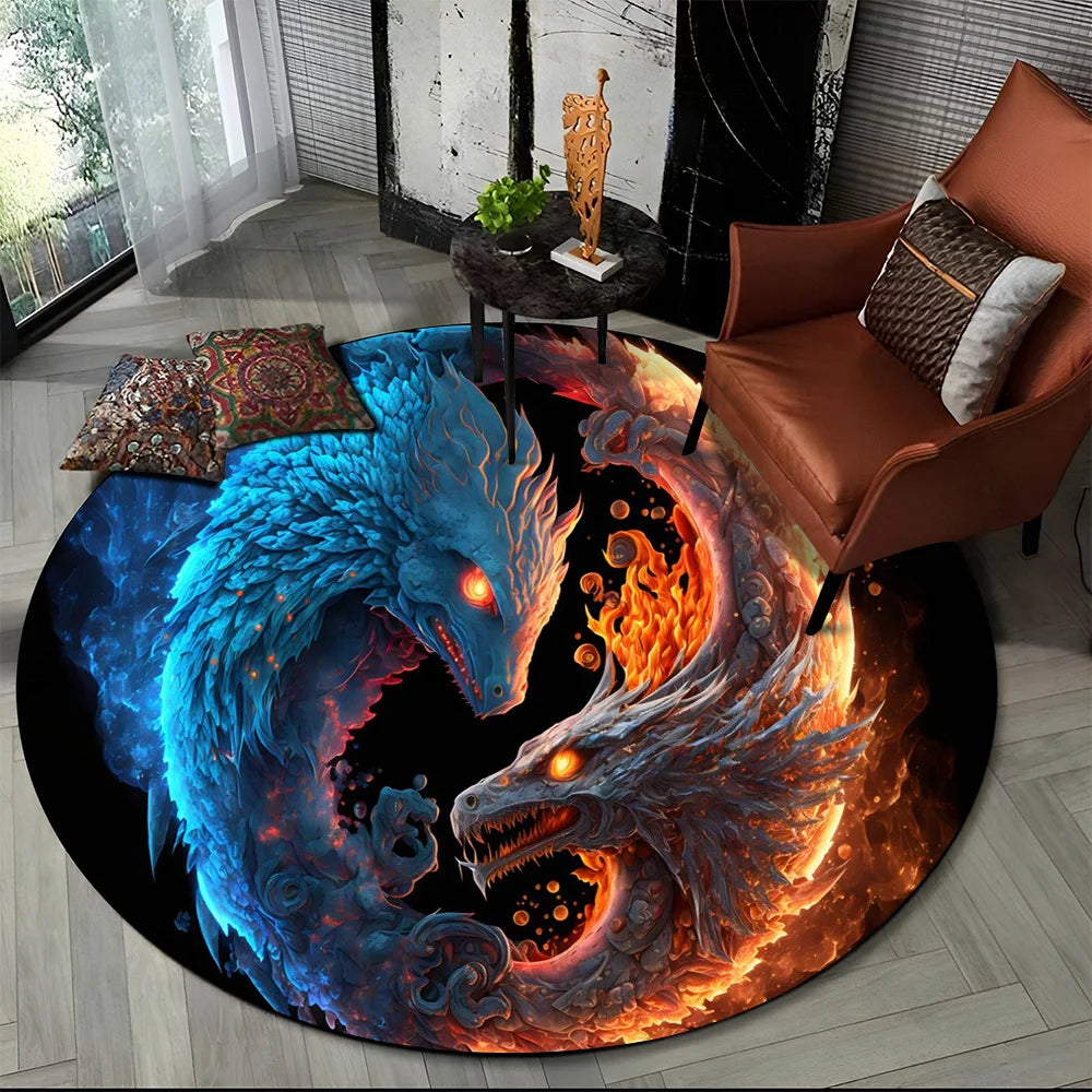 3D Naturalize Yin and Yang Chinese Tai Chi  Round Carpet Rug for Living Room Bedroom Child Decor,Pet Area Rug Non-slip Floor Mat