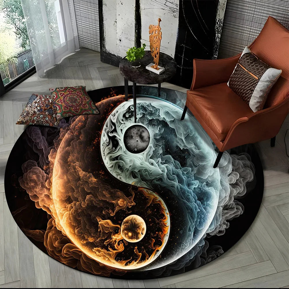 3D Naturalize Yin and Yang Chinese Tai Chi  Round Carpet Rug for Living Room Bedroom Child Decor,Pet Area Rug Non-slip Floor Mat