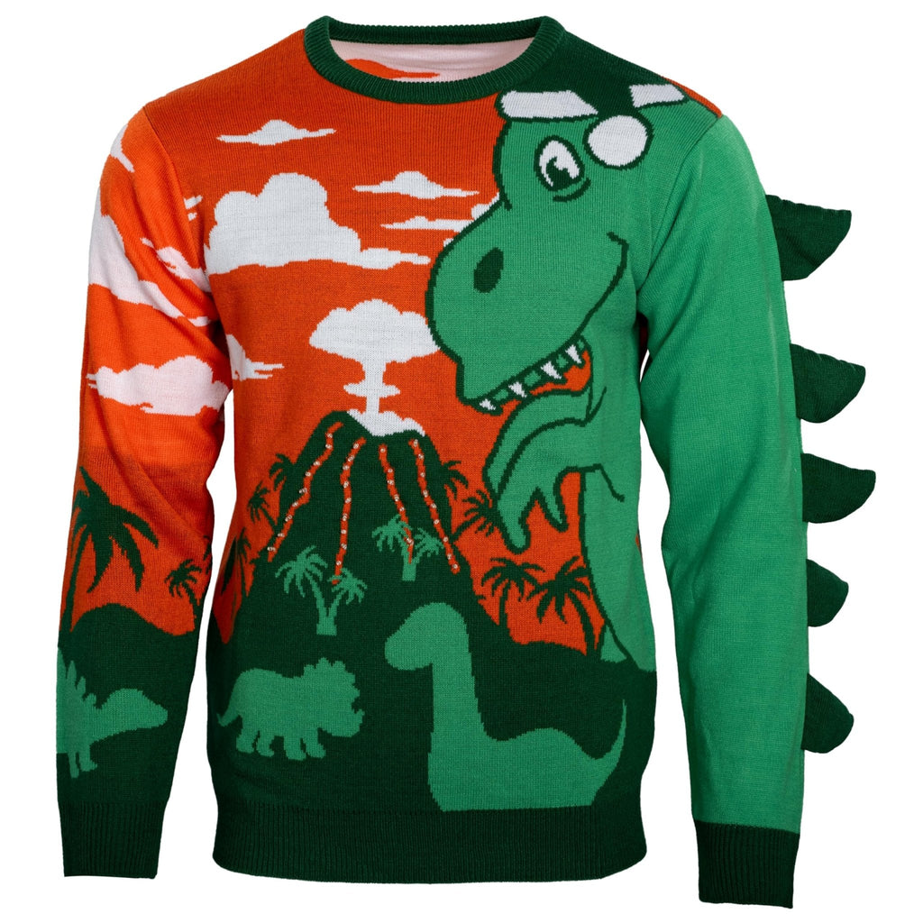 3D T-Rex Santa Hat Light UP Sweater