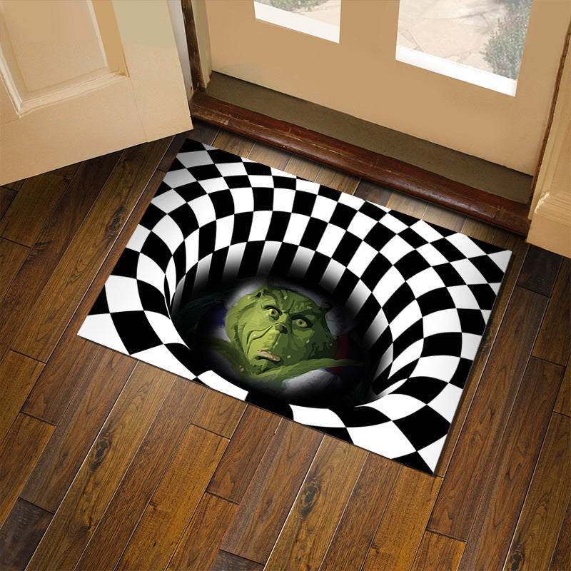 3D visual clown floor mat, funny entrance floor mat, illusion vortex floor mat