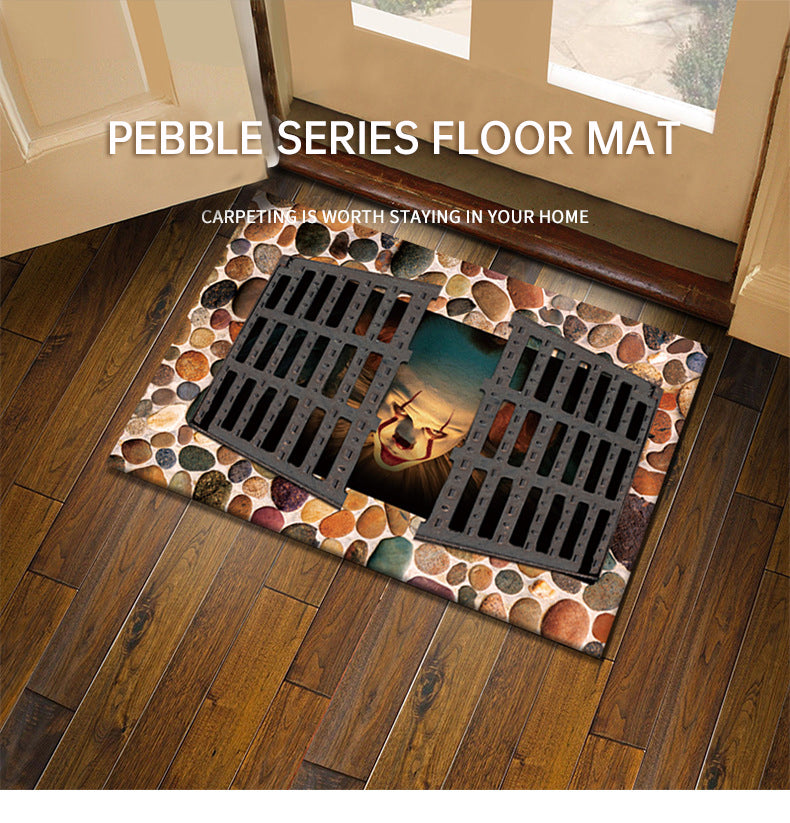 3D visual clown floor mat, funny entrance floor mat, illusion vortex floor mat