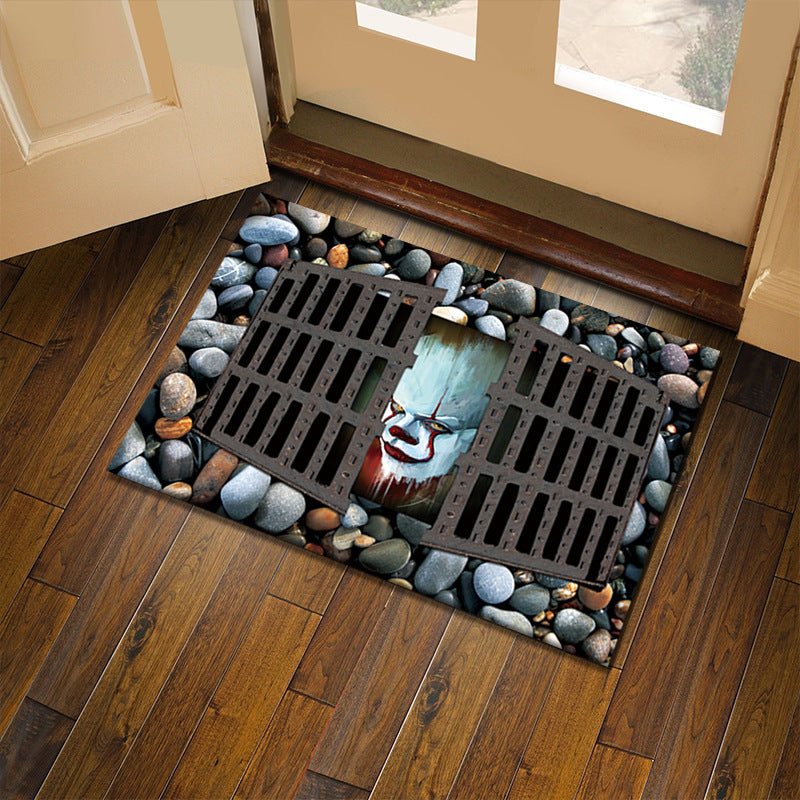 3D visual clown floor mat, funny entrance floor mat, illusion vortex floor mat