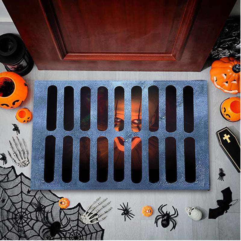 3D visual clown floor mat, funny entrance floor mat, illusion vortex floor mat