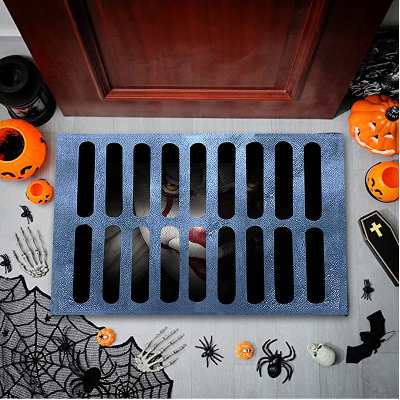 3D visual clown floor mat, funny entrance floor mat, illusion vortex floor mat