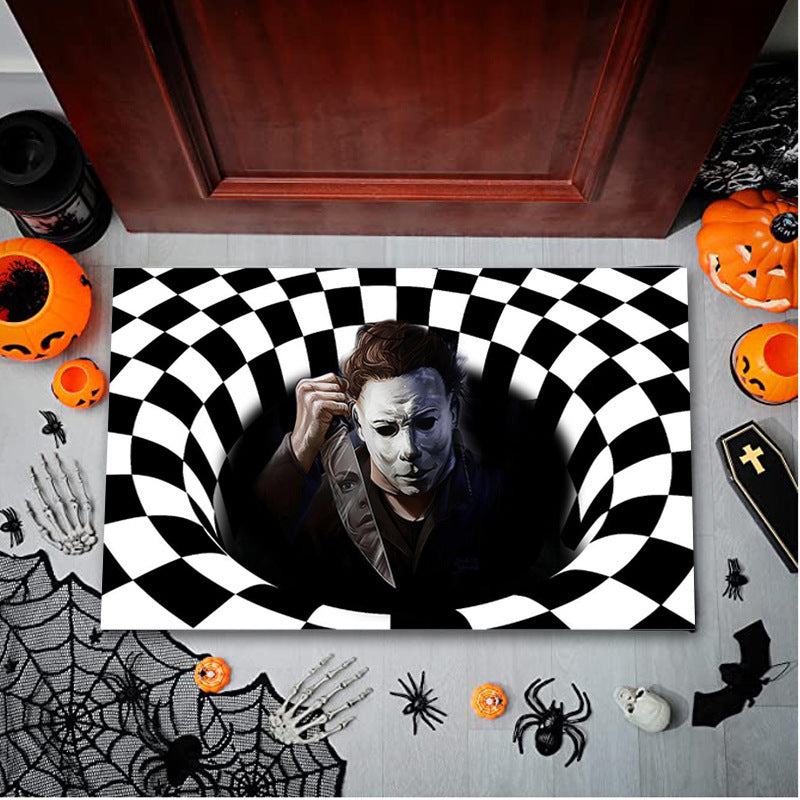 3D visual clown floor mat, funny entrance floor mat, illusion vortex floor mat