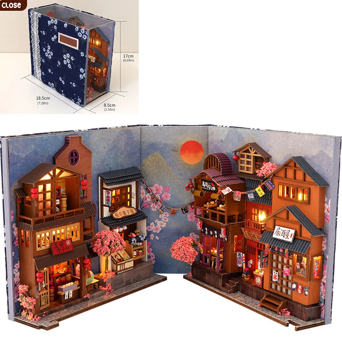 3D Wooden Puzzle DIY Book Nook Kit Bookend Shelf Insert Alley Miniature Dollhouse Model Building Set Craft for Home Decoration