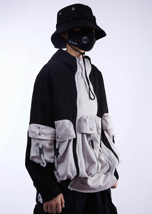 YEH1 Patchwork Functional Hoodie - Grey / S