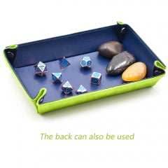 Green/ Blue Velvet PU Leather Folding Rectangle Dice Tray - 