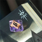 Warlock (Magic Book) Clear Purple Dice w/ Golden Book 7-Dice Set Rpg - 