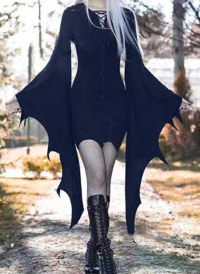 Forest Elf Sorcerer Robe For Women Gothic Vintage Slim Hooded Nienna Dress Halloween Carnival Party Dress