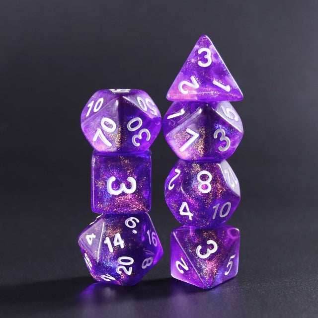 Diamond Purple with White Numbering 7-Dice Set RPG - 