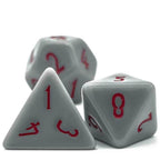 Grey Homage 7-Dice Set w/Red Numbers Minimalist - 