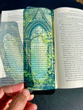 Gothic Arch Fantasy Ruins Bookmark – Transparent Book Accessory with Overgrown Ivy, Ancient Stonework and Mystical Castle View
