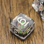 Compass Dice 7-Dice Set Clear w/ Moving Compass Inside Glitter Base Dnd - 