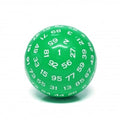 "Green" Single 100 Sided Polyhedral Dice (D100) | Solid Green Color (45mm) White