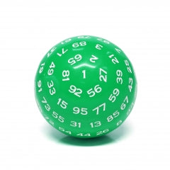 "Green" Single 100 Sided Polyhedral Dice (D100) | Solid Green Color (45mm) White