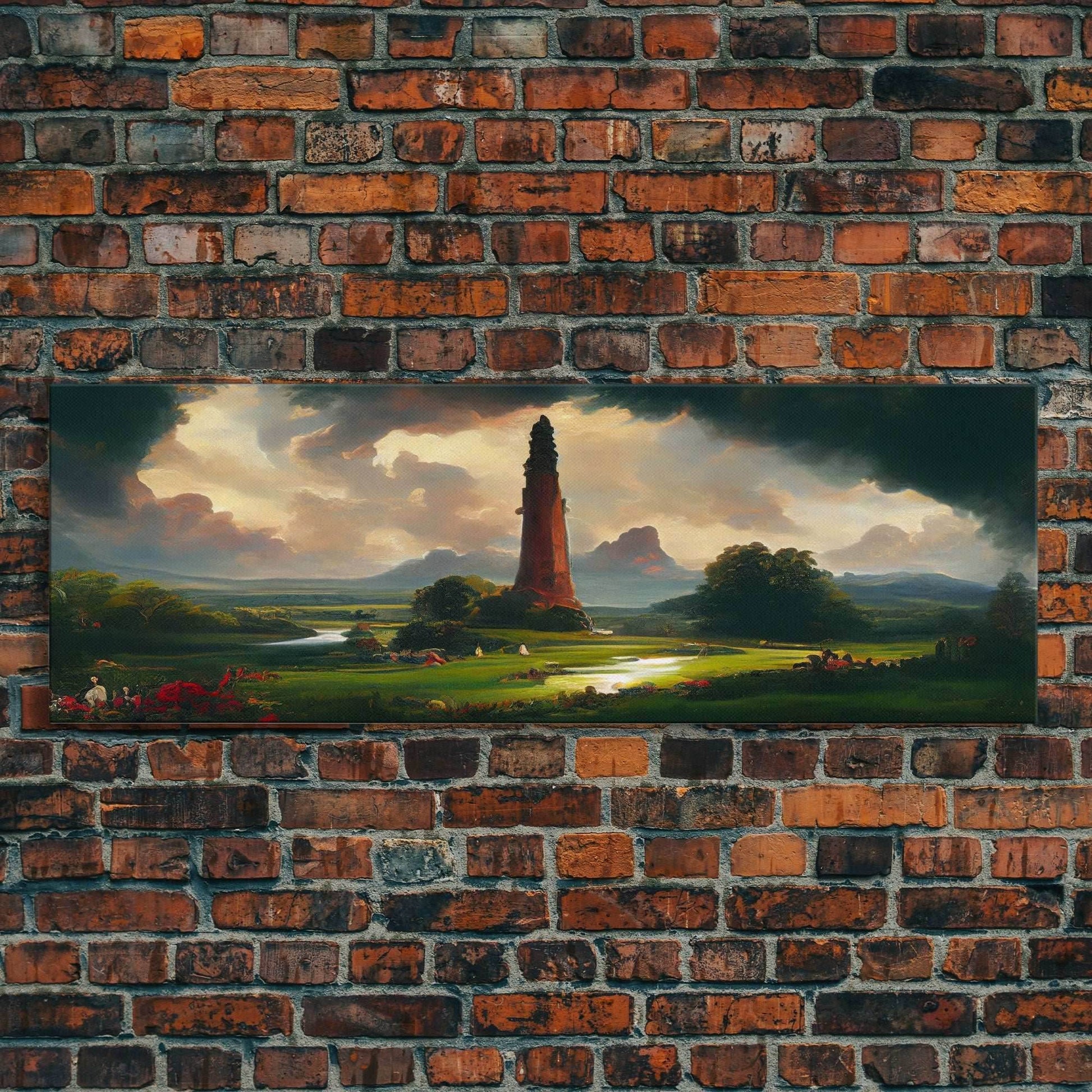 The Dark Tower, Ready To Hang Canvas Print, Panoramic Art, High Fantasy Concept Art - 10x30 Inches / Gallery Wrap Canvas - Ready To Hang