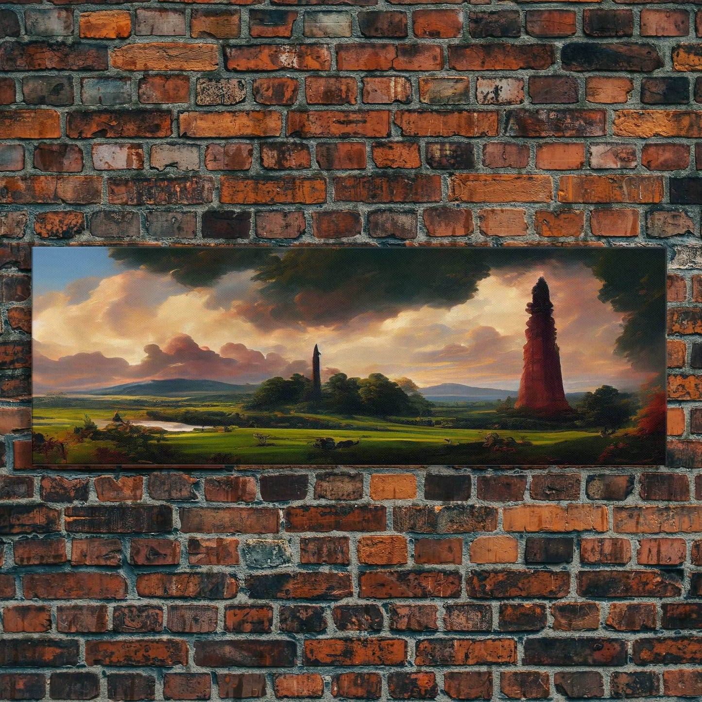 The Dark Tower, Ready To Hang Canvas Print, Panoramic Art, High Fantasy Concept Art - 10x30 Inches / Gallery Wrap Canvas - Ready To Hang