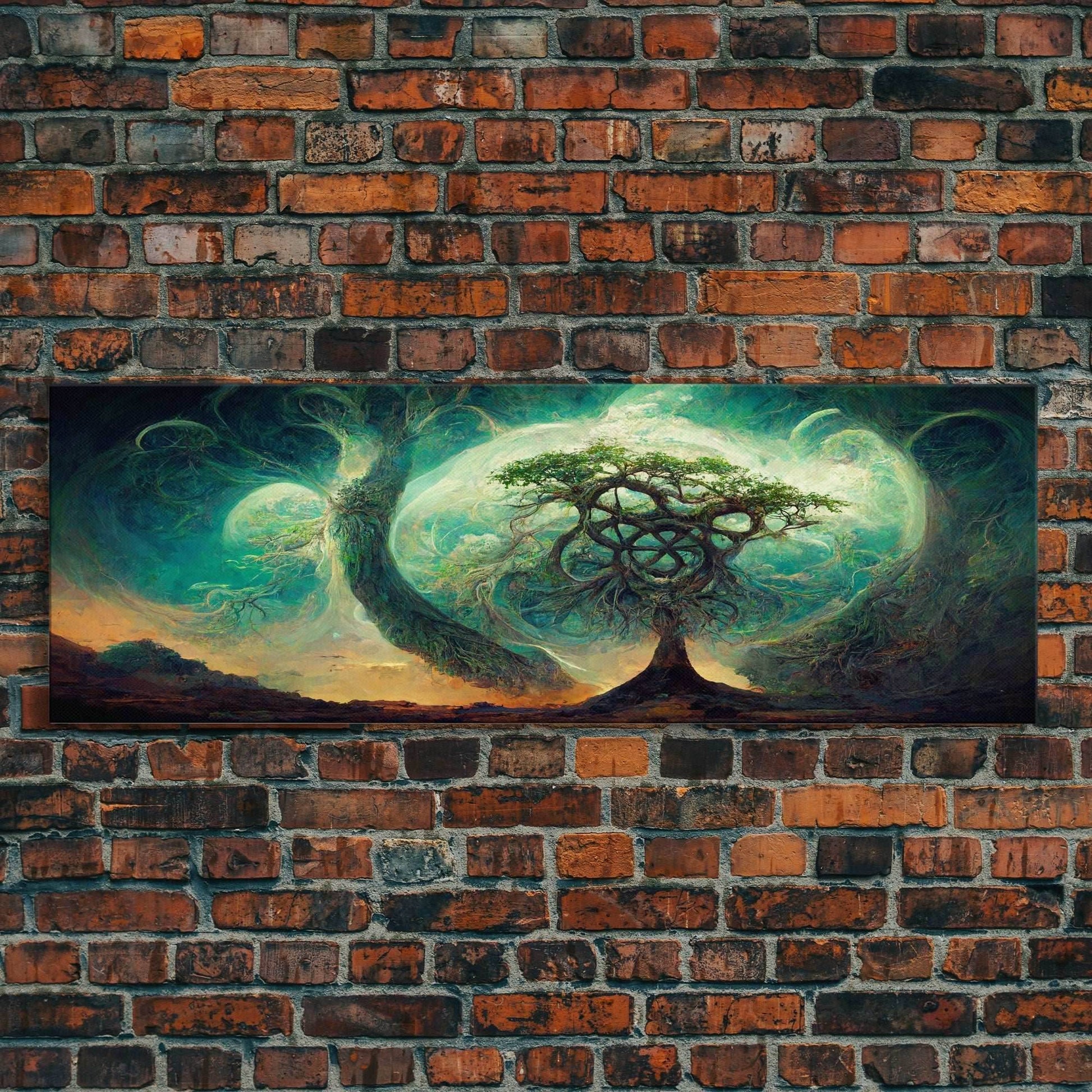 Tree Of Life, Abstract Trees Roots Nature Green Fine Art Print, Wall Art Print, Wall Décor, Wall Poster, Fantasy Art - 10x30 Inches / Gallery Wrap Canvas - Ready To Hang